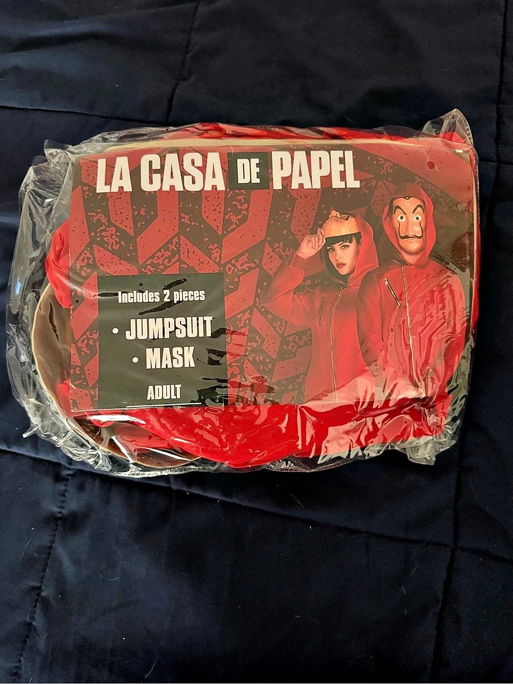 Netflix La Casa de Papel Adult Jumpsuit & Mask Costume Red & Black XL NWT